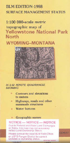 BLM 30' x 60' Surface Management Map of Yellowstone Park N, WY Quadrangle