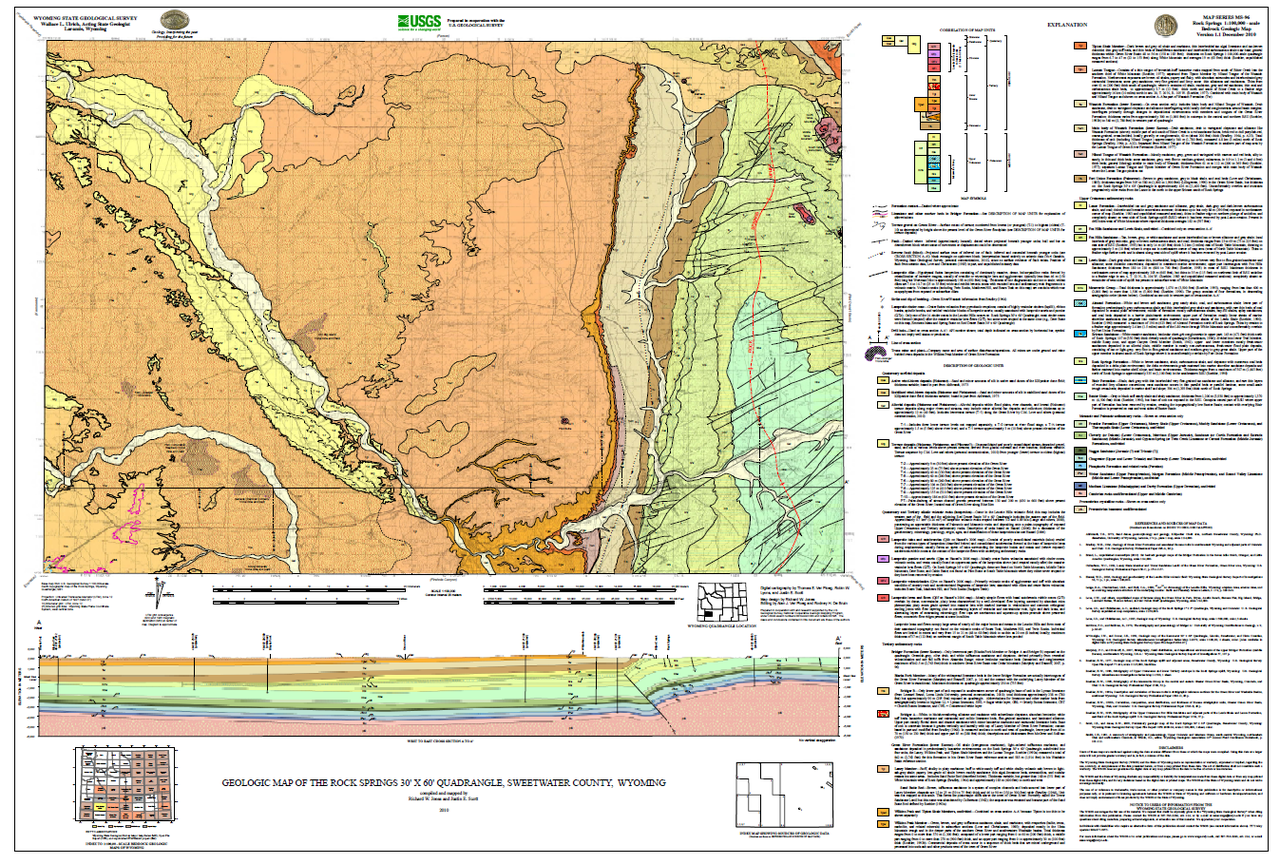 Rock Springs Wyoming Map Geologic Map Of The Rock Springs 30' X 60' Quadrangle, Sweetwater County,  Wyoming (2010) - Wsgs Product Sales & Free Downloads