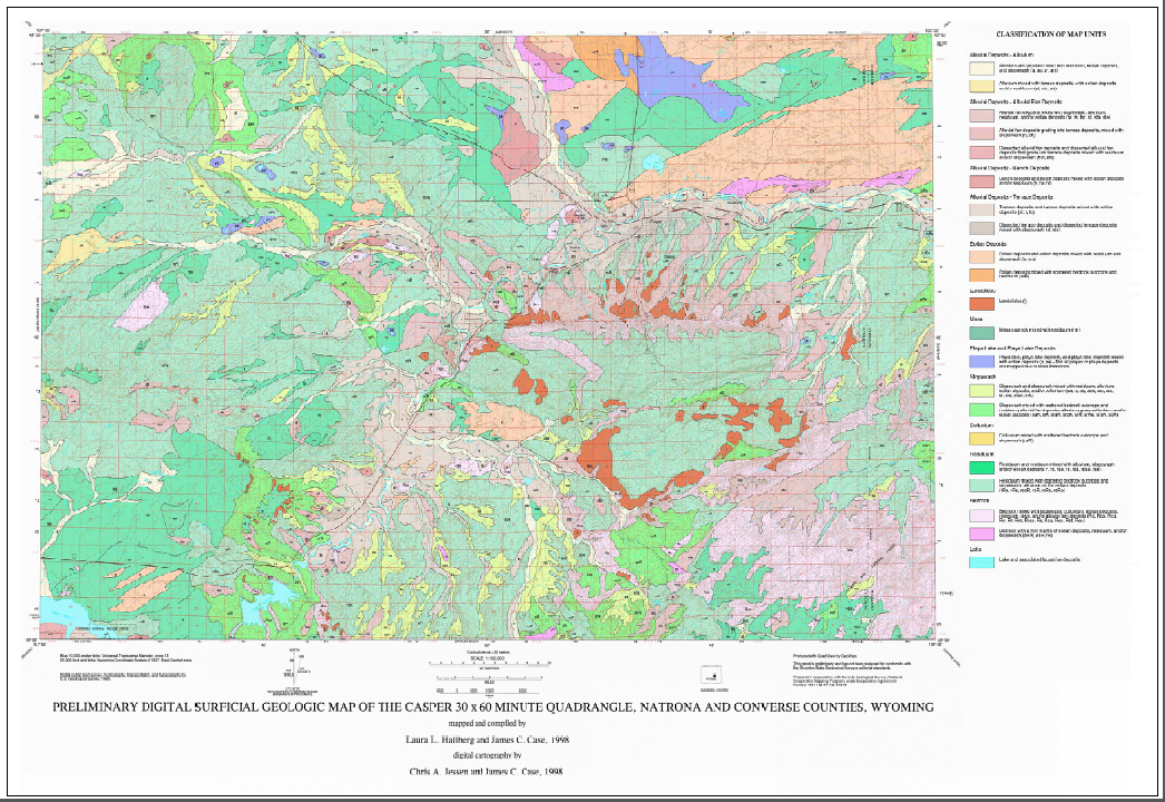 Preliminary Digital Surficial Geologic Map of the Casper 30 x 60 Minute  Quadrangle, Natrona and Converse Counties, Wyoming (1998) - WSGS Product  Sales & Free Downloads