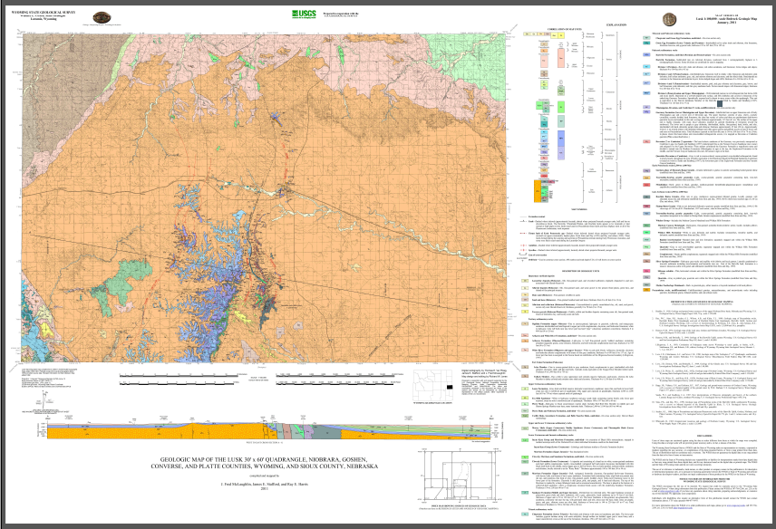 Geologic Map of the Lusk 30' x 60' Quadrangle, Goshen and Niobrara  Counties, Wyoming (2011) - WSGS Product Sales & Free Downloads