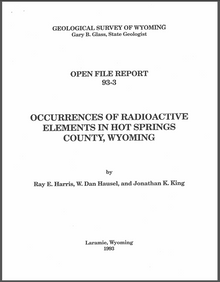 Occurrences of Radioactive Elements in Hot Springs County, Wyoming (1993)
