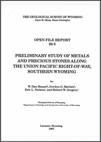 Preliminary Study of Metals and Precious Stones Along the Union Pacific Right-of-Way, Southern Wyoming (1992)
