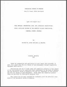 Coal Geology, Geophysical Logs, and Lithologic Descriptions from a Drilling Program at the Rawhide Village Subdivision, Campbell County, Wyoming (1989)