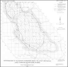 Isopachous Map of the Tertiary Overburden Above the Latest Cretaceous Lance Formation, Bighorn Basin, Wyoming (1986)
