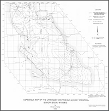 Isopachous Map of the Uppermost Cretaceous Lance Formation, Bighorn Basin, Wyoming (1986)