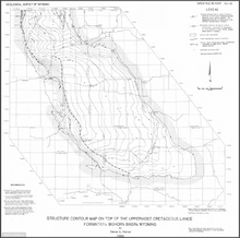 Structure Contour Map on Top of the Uppermost Cretaceous Lance Formation, Bighorn Basin, Wyoming (1986)