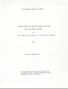 Geologic Report on the Upper Sunshine Basin Dam Site, Park County, Wyoming (1935)