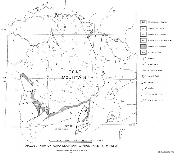 Geologic Map Of Coad Mountain Carbon County Wyoming 1967