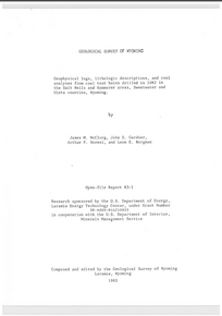  Geophysical Logs, Lithologic Descriptions, and Coal Analyses from Coal Test Holes Drilled in 1982 in the Salt Wells and Kemmerer Areas, Sweetwater and Uinta Counties, Wyoming (1983)