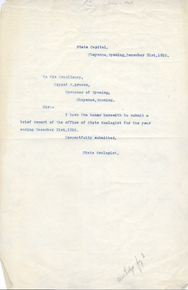 Brief Report of the Office of State Geologist (1910)