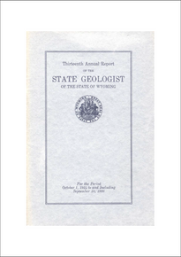 Thirteenth Annual Report of the State Geologist of the State of Wyoming (1926)