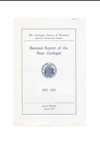 Biennial Report of the State Geologist (1951-1953) (1953)