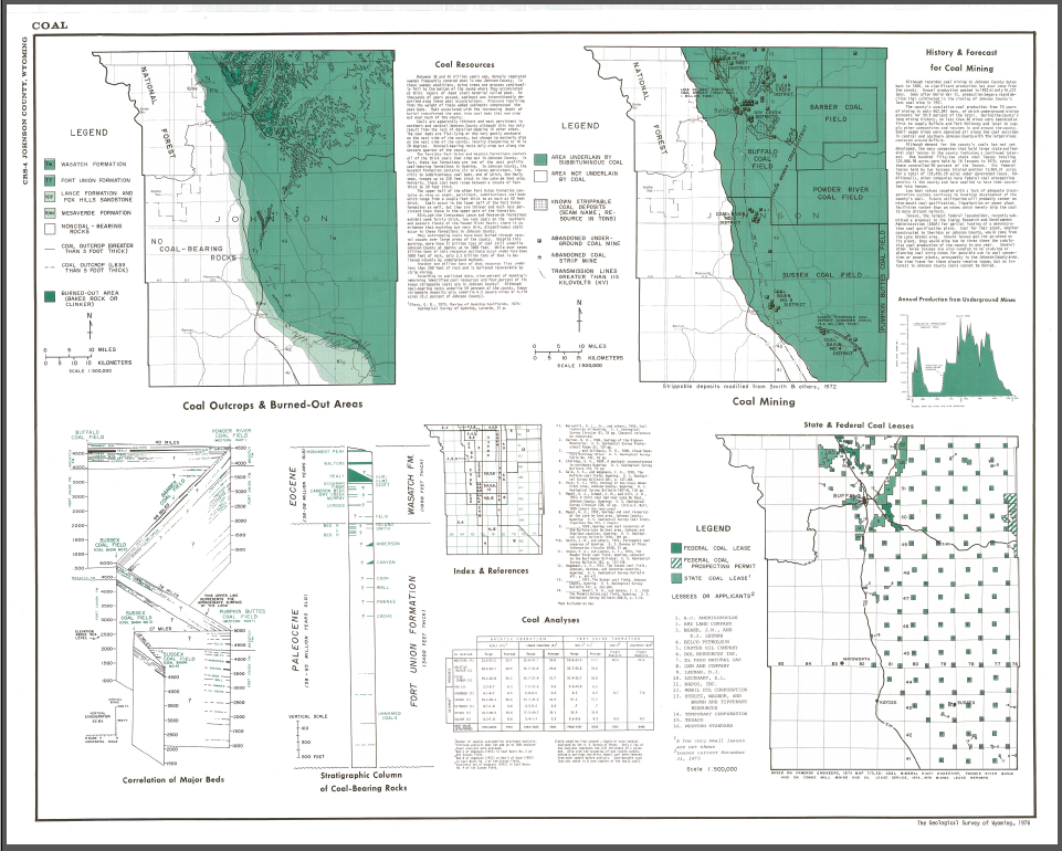 Johnson County Wyoming Geologic Map Atlas And Summary Of Land Water And Mineral Resources 1976 Wsgs Product Sales Free Downloads