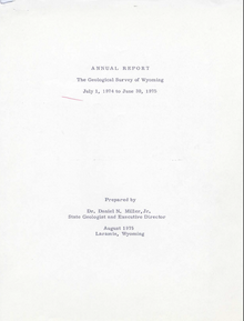 Annual Report of the Geological Survey of Wyoming (1974-1975) (1975)