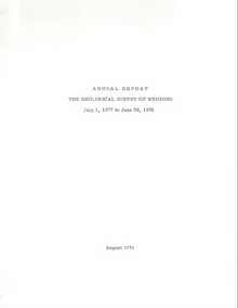 Annual Report of the Geological Survey of Wyoming (1977-1978) (1978)