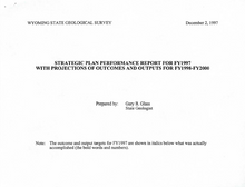 Stategic Plan Performance Report for FY1997 with Outcomes and Outputs for FY1998-FY2000 (1997)