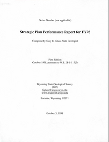 Stategic Plan Performance Report for FY1998 (1998)