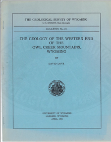 The Geology of the Western End of the Owl Creek Mountains, Wyoming (1934)