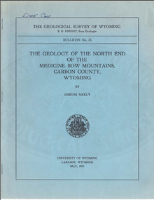 The Geology of the North End of the Medicine Bow Mountains, Carbon County, Wyoming (1934)