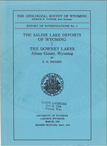 Saline Lake Deposits of Wyoming: The Downey Lakes, Albany County, Wyoming (1943)