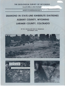 Diamond in State-Line Kimberlite Diatremes, Albany County, Wyoming, Larimer County, Colorado (1976)