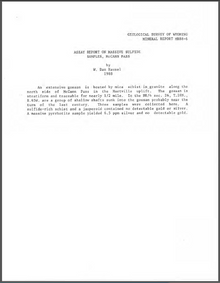 Assay Report on Massive Sulfide Samples, McCann Pass (1988)