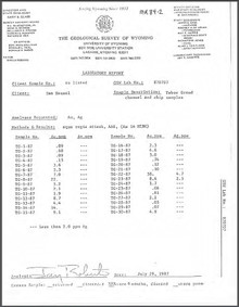 Preliminary Map of the 120 ft. Level of the Tabor Grand Mine, South Pass, Wyoming (1984)