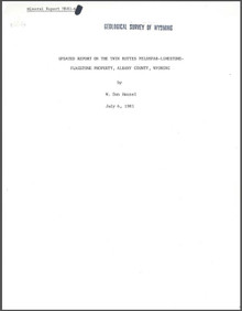 Updated Report on the Twin Buttes Feldspar-Limestone-Flagstone Property, Albany County, Wyoming (1981)