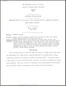 Memorandum Report on the Royal Purple Fluorspar Claims, Bearlodge Mountains, Crook County, Wyoming (1944)