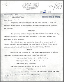 A Brief Report on the Property of Riverton Mining Company on Copper Mountain, Fremont County, Wyoming (1909)