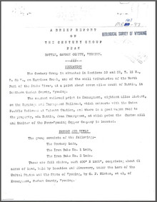 A Brief Report on the Century Group near Battle, Carbon County, Wyoming (1907)