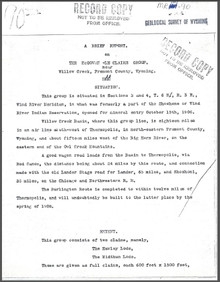 A Brief Report on the McGowen-LeClaire Group near Willow Creek, Fremont County, Wyoming (1907)