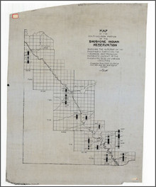 Map of the Southwestern Portion of the Shoshone Indian Reservation Showing the Outcrop of the Phosphoria Formation, the Thickness and Tricalcium Phosphate Content of the Phosphate Beds at Various Localities (no date)