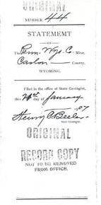 Independent Engineer’s Report on the Properties of the Penn-Wyoming Copper Company and the Grand Encampment Copper Mining District Located in the County of Carbon, State of Wyoming (1906)