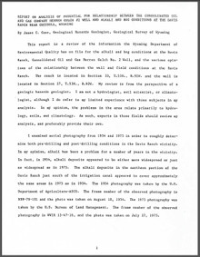 Report on Analysis of Potential for Relationship Between the Consolidated Oil and Gas Company Herren Gulch #2 Well and Alkali and Bog Conditions at the Davis Ranch near Greybull, Wyoming (1987)