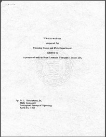 Memorandum Prepared for Wyoming Game and Fish Department Relative to a Proposed Well in West Laramie Townsite—Block 120 (1969)