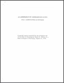 Assessment of Underground In-Situ Coal Gasification in Wyoming (1978)