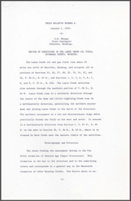 Review of Conditions in the Lance Creek Oil Field, Niobrara County, Wyoming (1919)