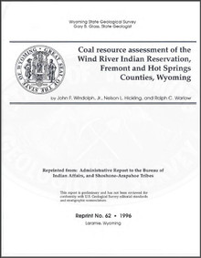 Coal Resource Assessment of the Wind River Indian Reservation, Fremont and Hot Springs Counties, Wyoming (1996)
