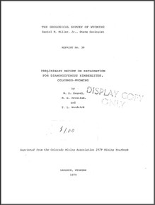 Preliminary Report on Exploration for Diamondiferous Kimberlites, Colorado-Wyoming (1979)