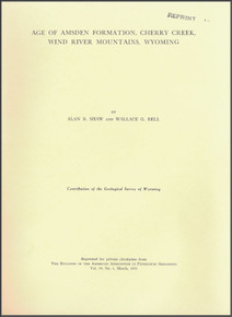 Age of Amsden Formation, Cherry Creek, Wind River Mountains, Wyoming (1955)