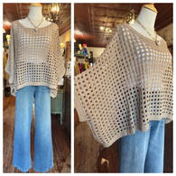 Best selling open knit, loose fitting dolman summer sweater in mocha 