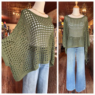 Best selling open knit, loose fitting dolman summer sweater in pine