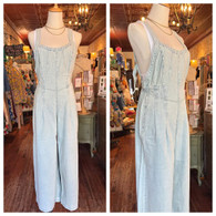 These light denim, wide leg, pleated detailed overalls and absolutely delightful