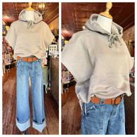 LOVE this cinch side bottom// cap sleeve hoodie w wide armholes …CUTE !!! Shown in taupe  here 