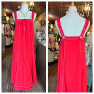 Contrast stitch button down midi utility dress w back button strap detailing in tomato