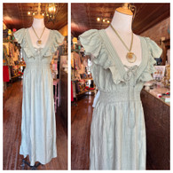 Darling front lace up flutter sleeve smock waist maxi dress //lined //shown in sage 