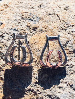 Western stirrup earring with small horse shoe