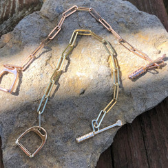 Equestrian paper clip chain bracelets in sterling silver