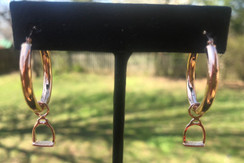 14K gold hoops with english sturrip dangle